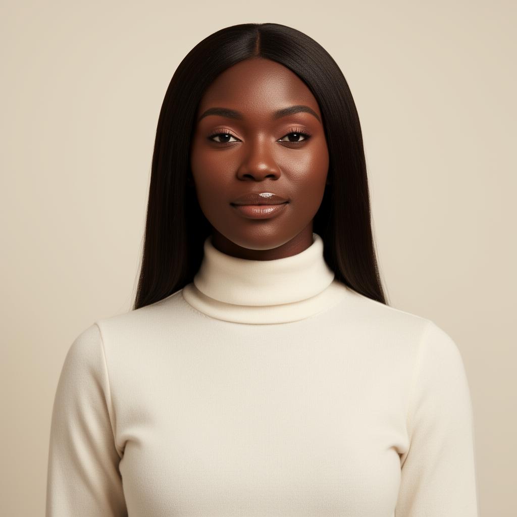 Magnetic African woman, editorial luxury wig and makeup